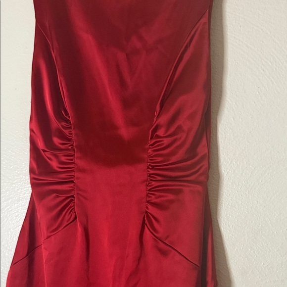 Cache Strapless Red Ruched Sheath Dress - Picture 6 of 13